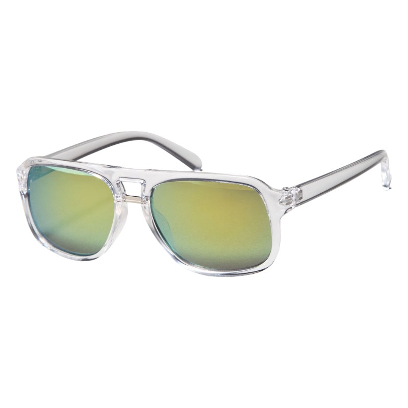 locs Smalle transparente firkantede Millionaire solbriller- Veenendaal | Gulgrønne spejlglas