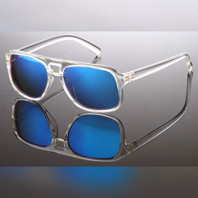 Locs Smalle Transparente Firkantede Millionaire Solbriller- Veenendaal | Blå Spejlglas