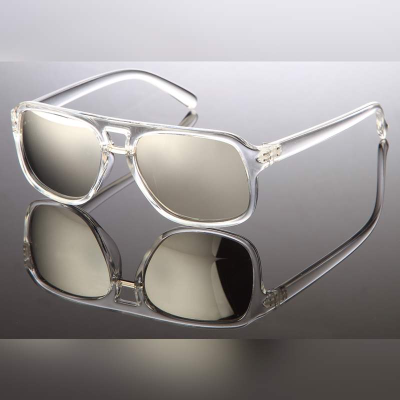 Locs Smalle Transparente Firkantede Millionaire Solbriller- Veenendaal | Sølv Spejlglas