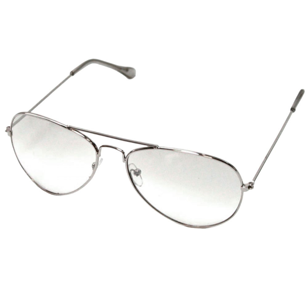 locs Sølv metal Aviator briller uden styrke med en anelse fade solfilter