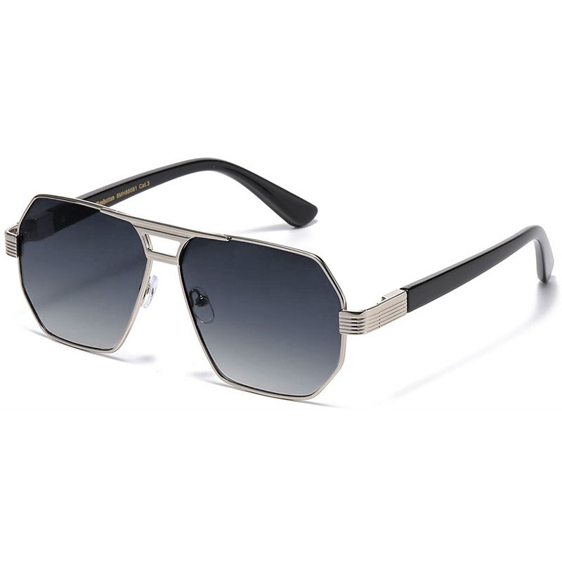 locs Sølv metal Manhattan Aviator-Millionaire Solbriller – Quincy | Mørke fade glas