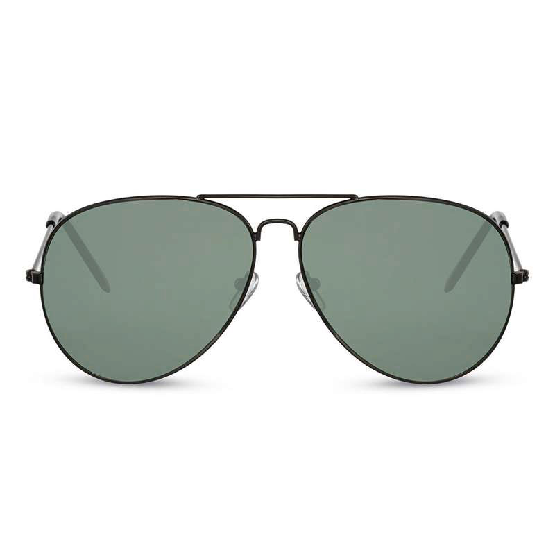 Locs Sorte Aviator Solbriller – Mørke Glas Med Grøn Nuance