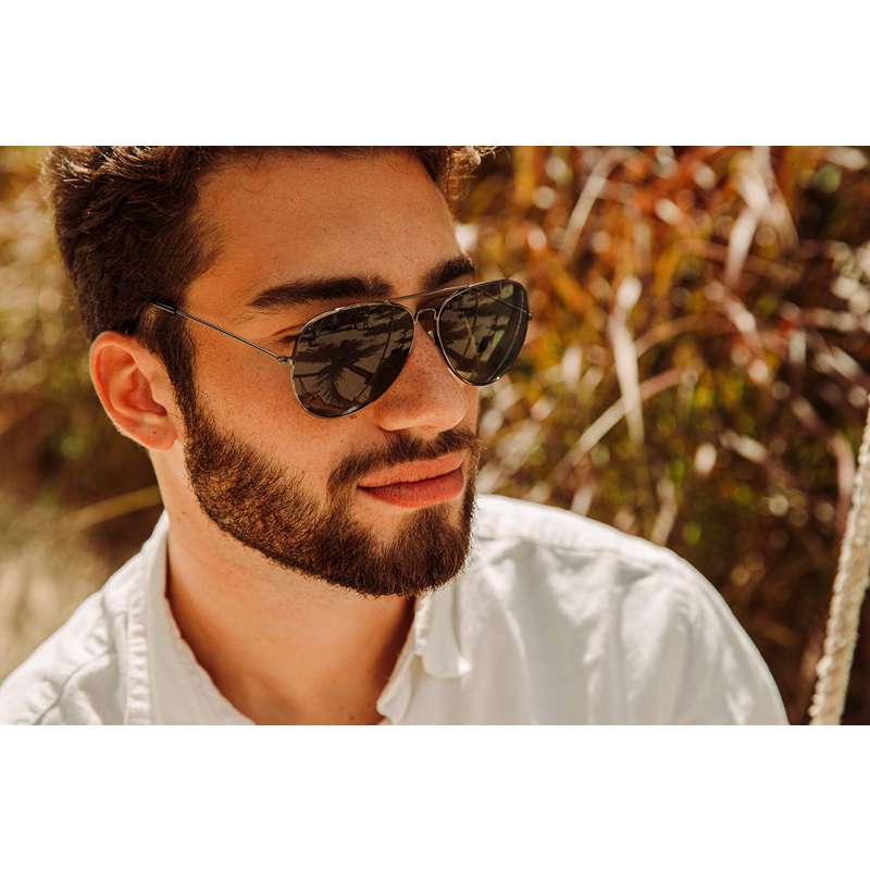 Locs Sorte Aviator Solbriller – Mørke Glas Med Grøn Nuance