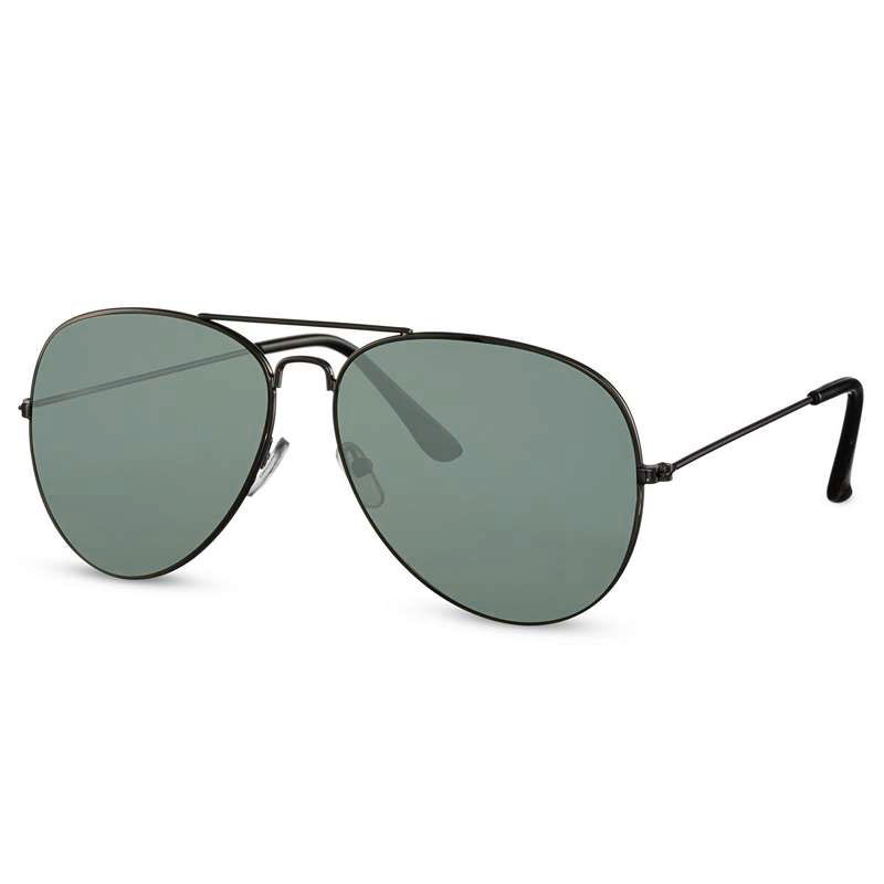 locs Sorte Aviator solbriller – Mørke glas med grøn nuance