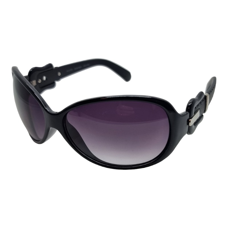 locs Sorte damesolbriller med bælte stænger – Lilla fade glas