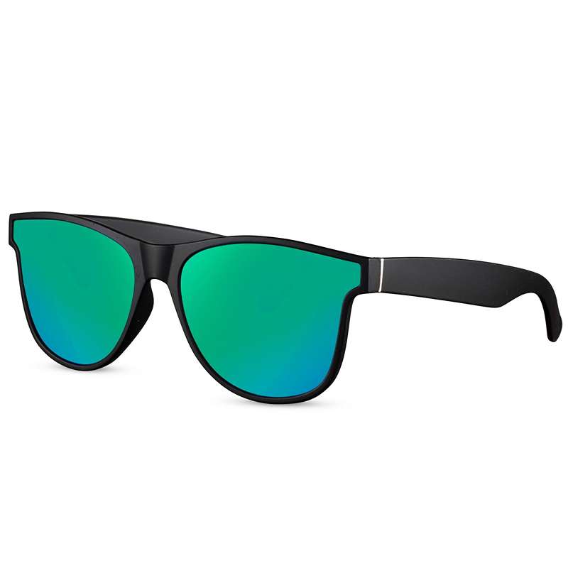 locs Sorte Fashion Wayfarer Solbriller – Blå-grønne spejlglas