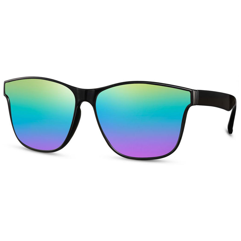 locs Sorte Fashion Wayfarer Solbriller – Regnbue spejlglas