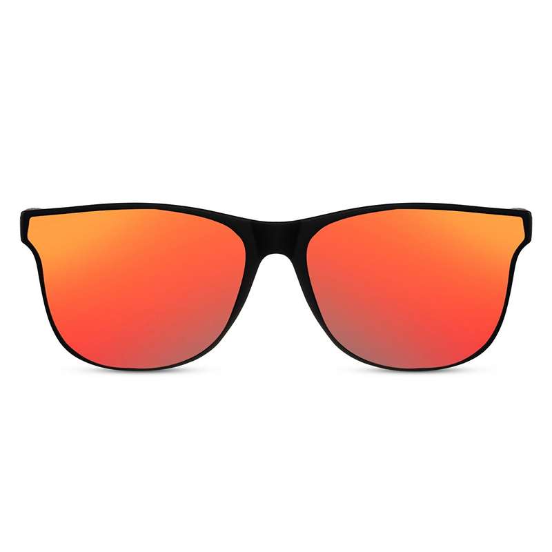 Locs Sorte Fashion Wayfarer Solbriller – Røde Spejlglas