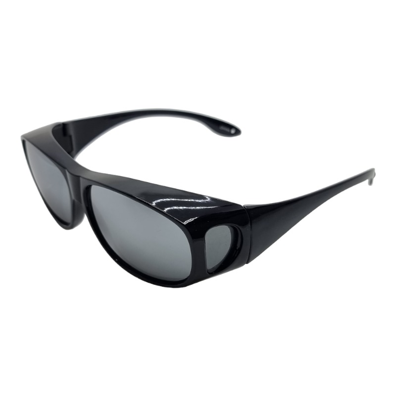 Locs Sorte Fit-Over Solbriller – Sølv Spejlglas – Granada