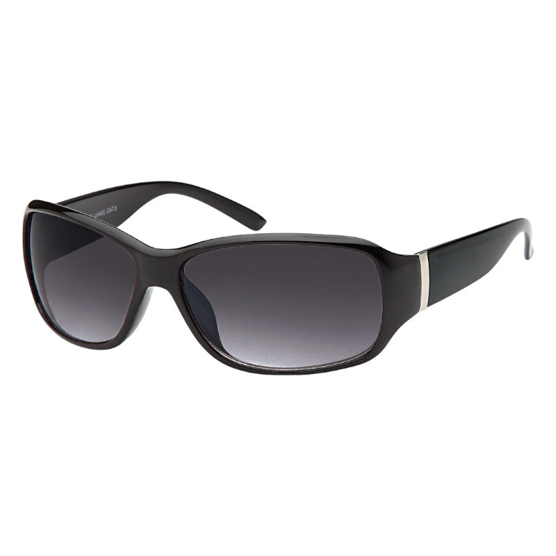 locs Sorte klassiske dame solbriller med sølv metal detalje – Clara | Mørke glas