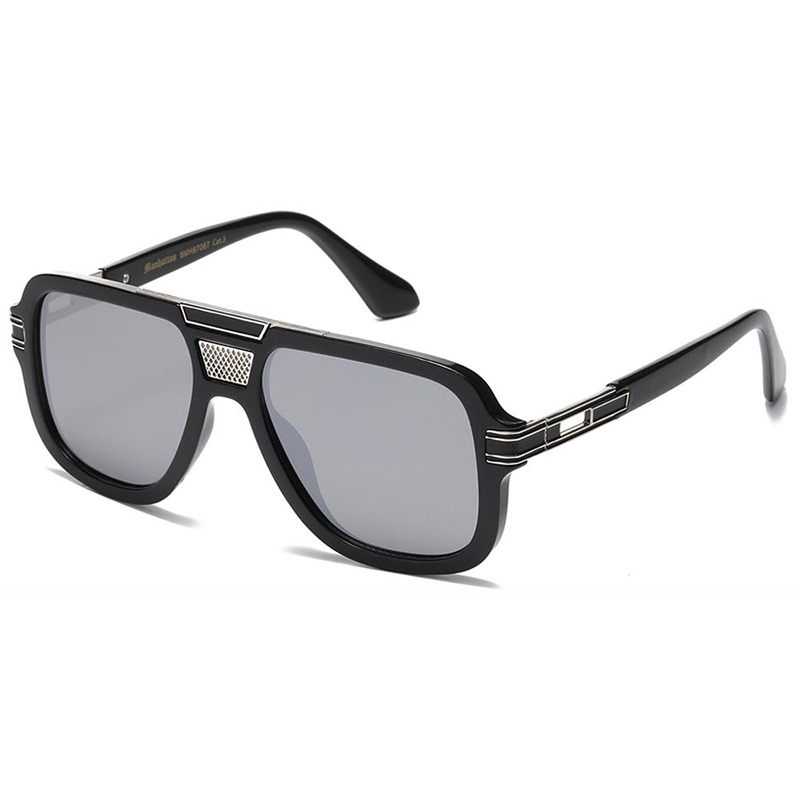 locs Sorte Manhattan Millionaire Solbriller – Angus | Sølvguld – Let sølvspejlglas