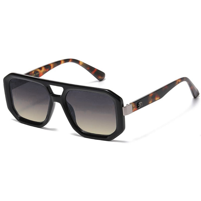 locs Sorte Manhattan Millionaire Solbriller med brun turtle stænger – Winston | Sølv – Brune Fade glas