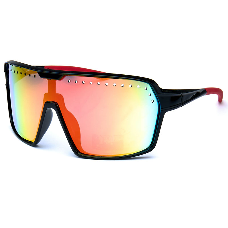 locs Sorte og røde sportssolbriller / hurtigbriller med multicolor spejlglas | Brescia