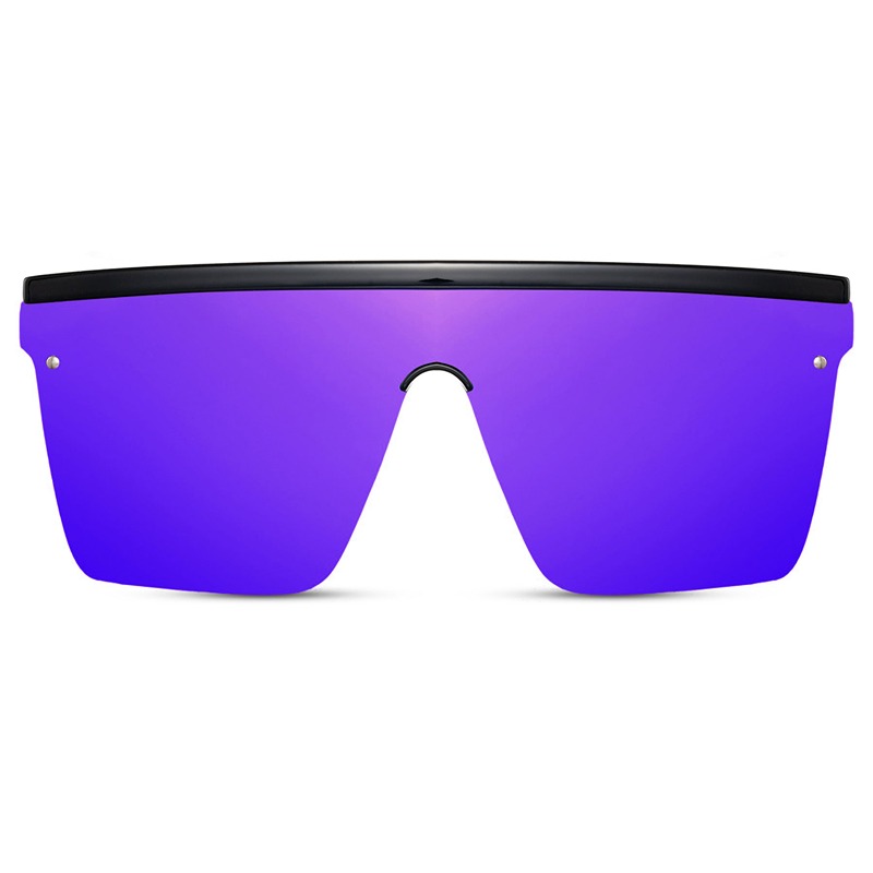 Locs Sorte Oversized Bawsness Solbriller – Blålilla Spejlglas