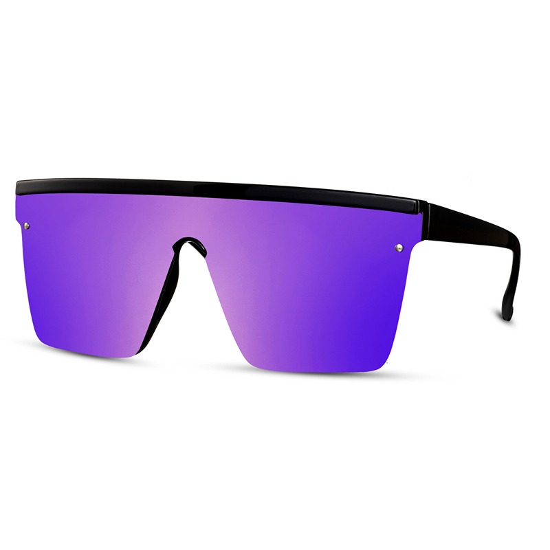 locs Sorte Oversized Bawsness Solbriller – Blålilla spejlglas