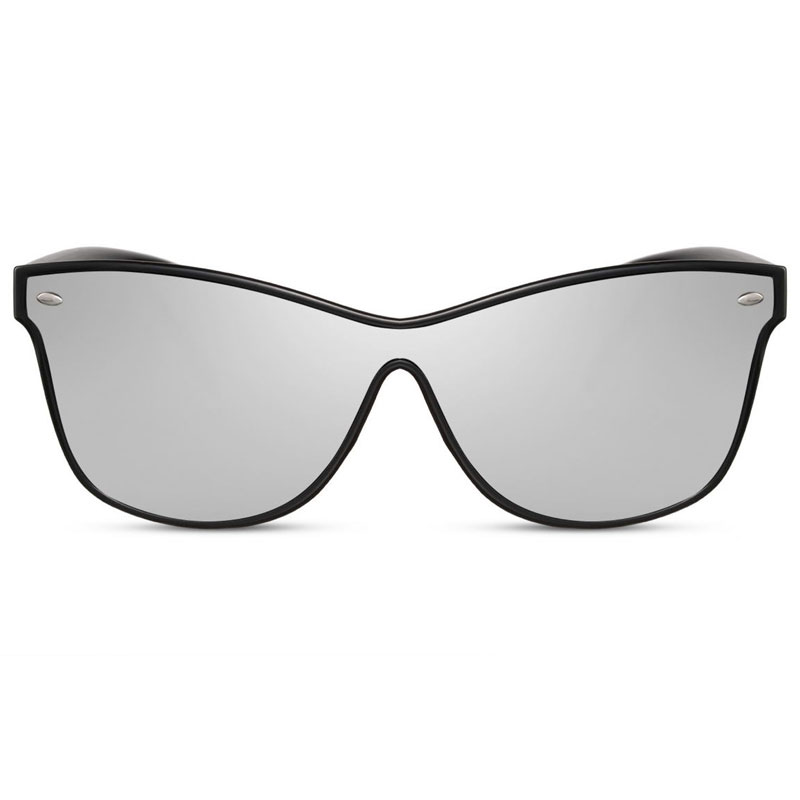 Locs Sorte Plate Wayfarer Solbriller – Sølv Spejlglas