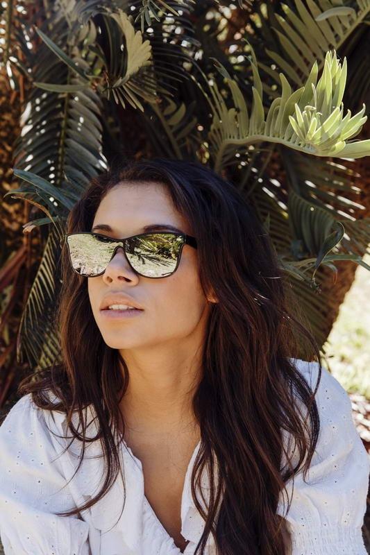 Locs Sorte Plate Wayfarer Solbriller – Sølv Spejlglas