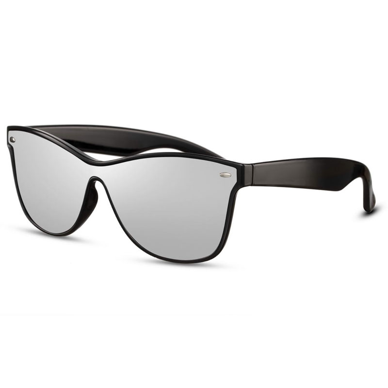 locs Sorte Plate Wayfarer Solbriller – Sølv spejlglas