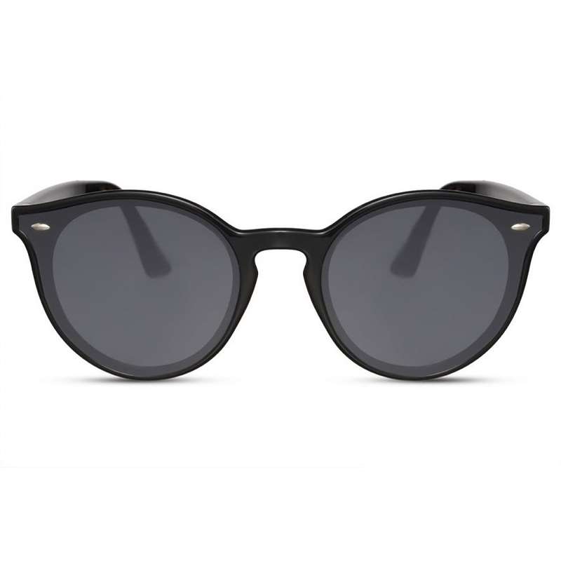 Locs Sorte Runde Plate Clubmaster Solbriller – Mørke Glas