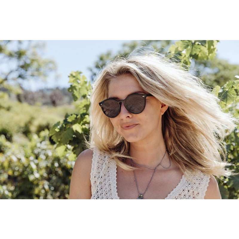 Locs Sorte Runde Plate Clubmaster Solbriller – Mørke Glas