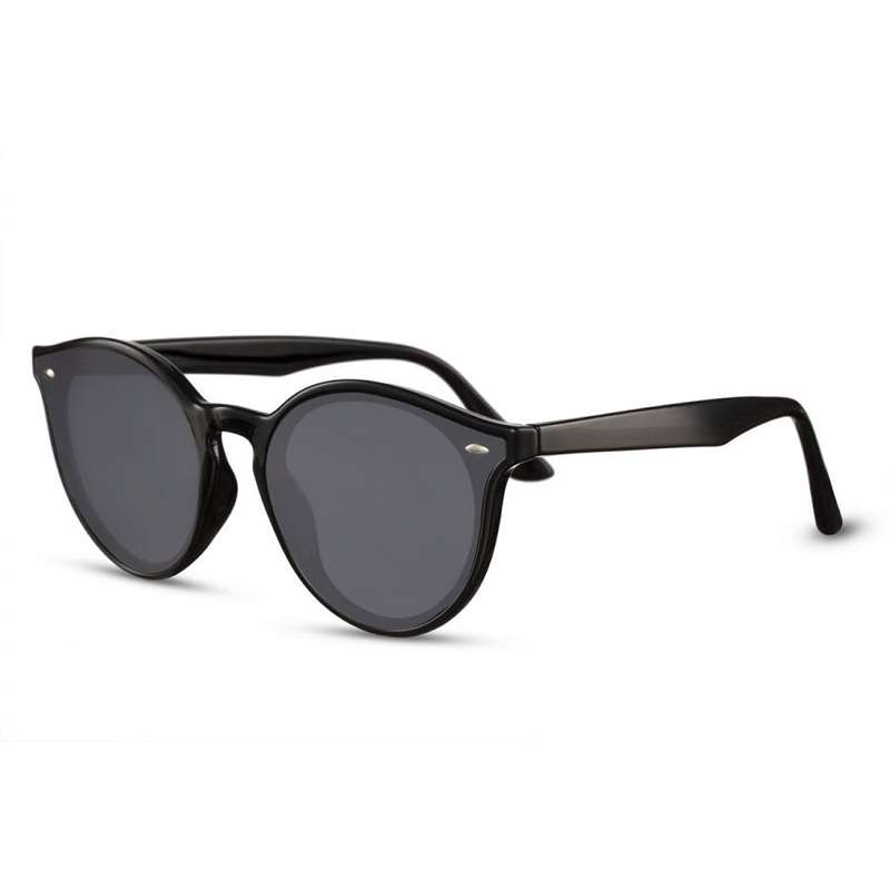 locs Sorte Runde Plate Clubmaster solbriller – Mørke glas