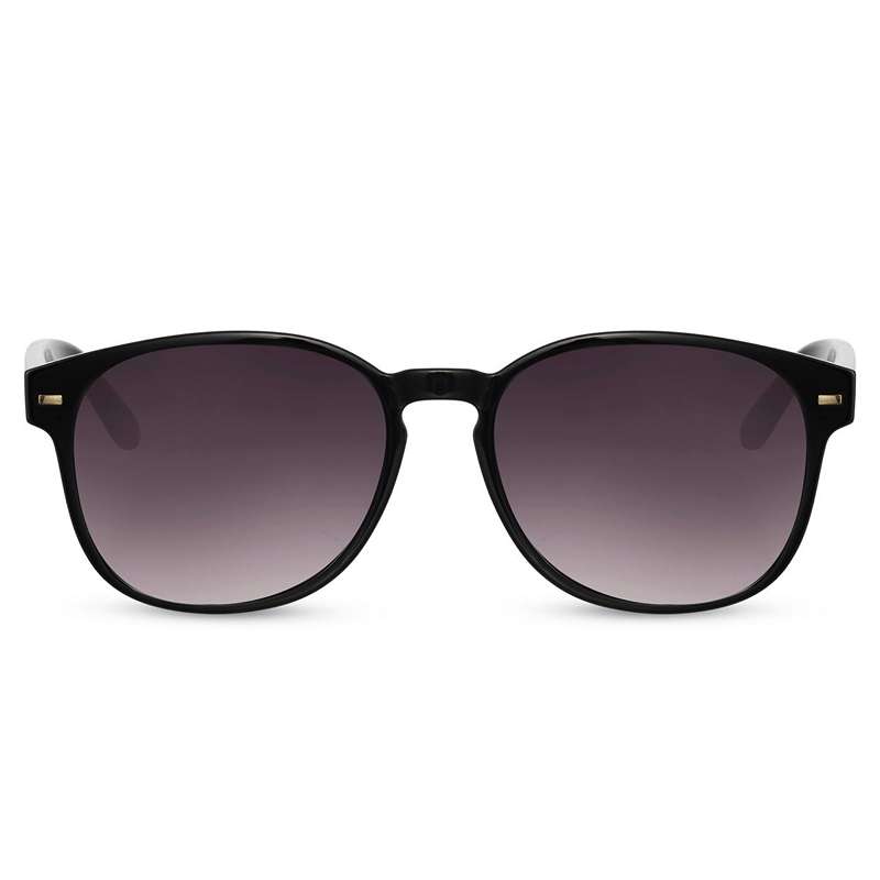 Locs Sorte Runde Wayfarer Solbriller | Avignon – Mørke Glas