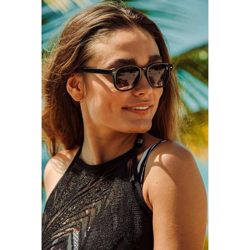 Locs Sorte Runde Wayfarer Solbriller | Avignon – Mørke Glas