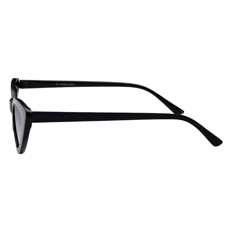 Locs Sorte Smalle Cateye Dame Solbriller Med Diamanter – Caitlyn | Mørke Fade Glas