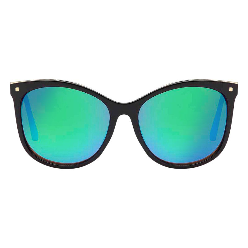 Locs Sorte Store Dame Solbriller Med Guld Top Og Stænger – Olivia | Blågrønne Spejlglas
