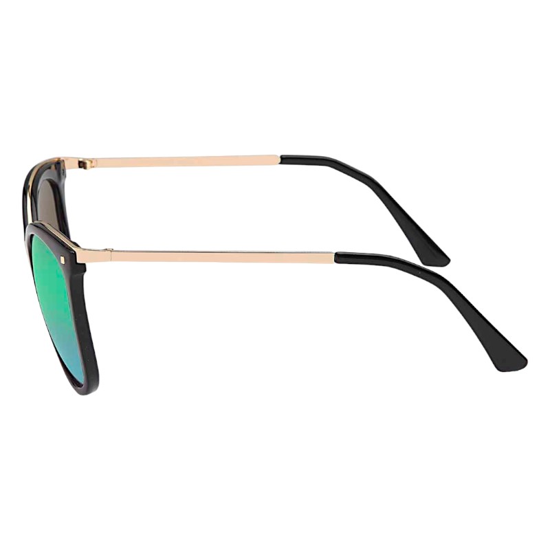 Locs Sorte Store Dame Solbriller Med Guld Top Og Stænger – Olivia | Blågrønne Spejlglas