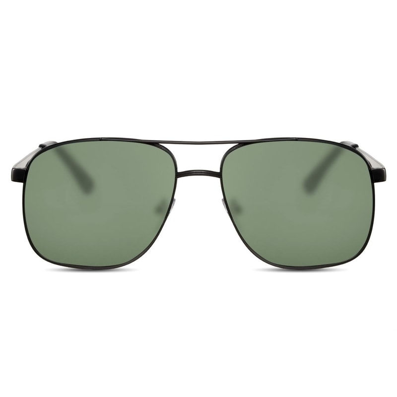 Locs Sorte TopCheif Aviator Solbriller – Mørkegrønne Glas