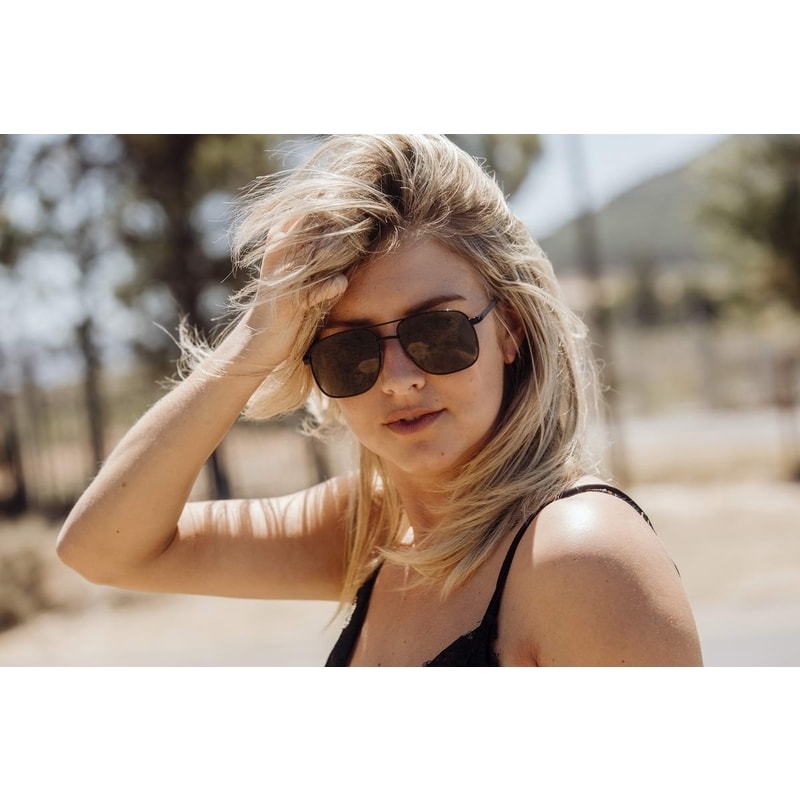 Locs Sorte TopCheif Aviator Solbriller – Mørkegrønne Glas