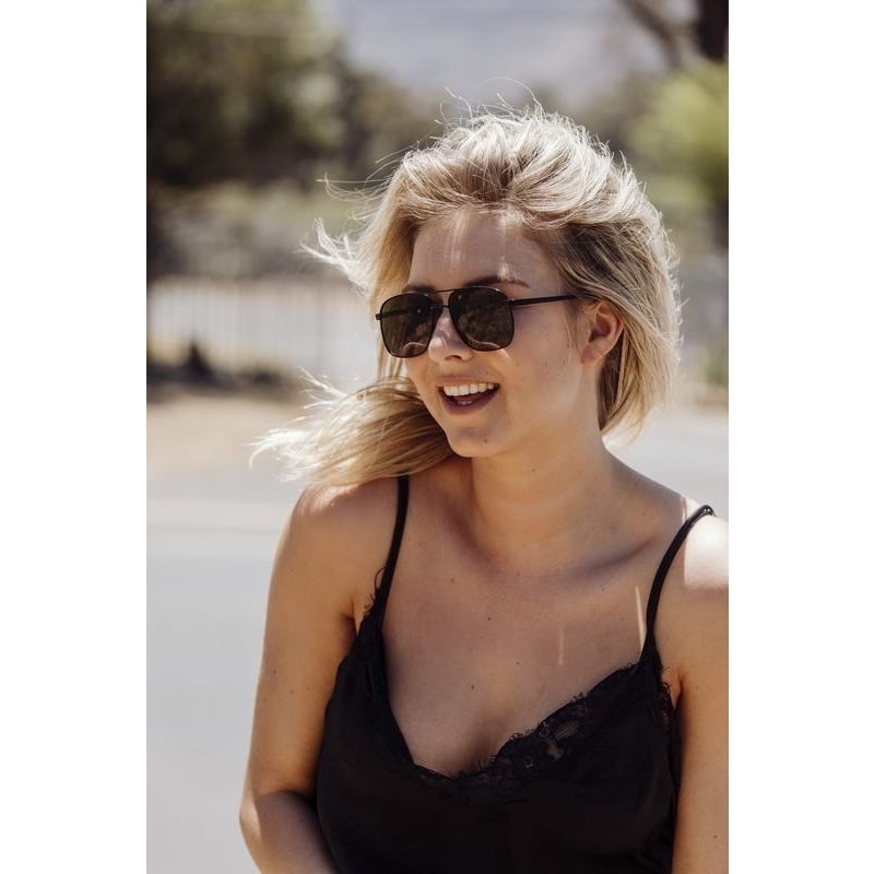 Locs Sorte TopCheif Aviator Solbriller – Mørkegrønne Glas