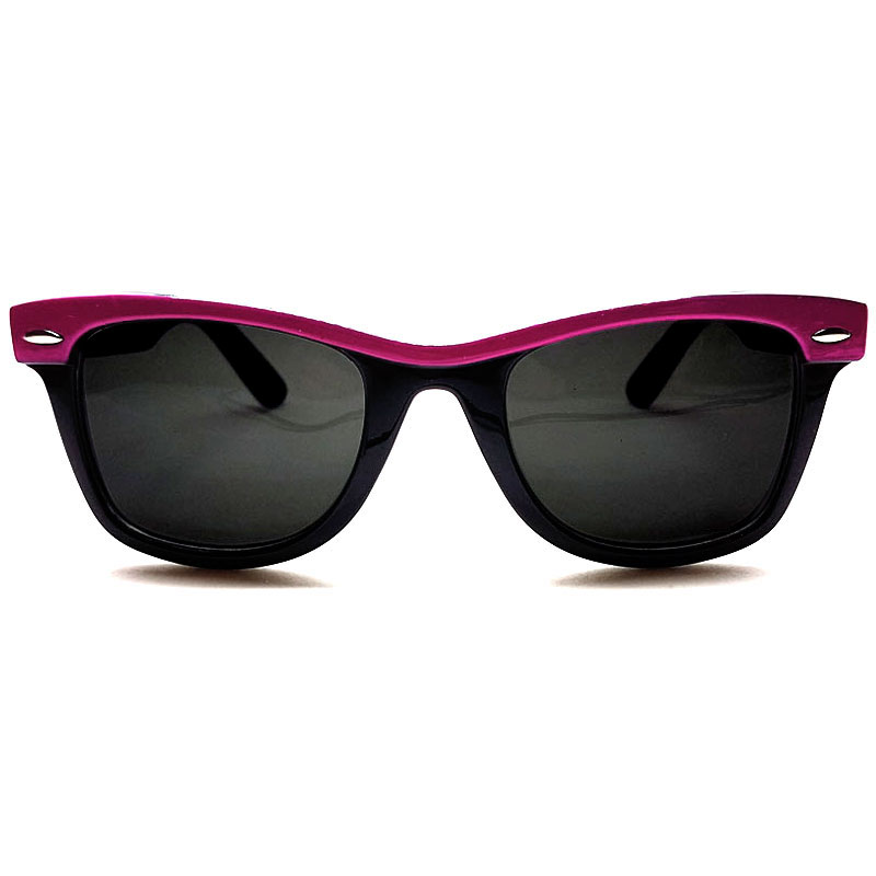 Locs Sorte Wayfarer Solbriller Med Farvede Stænger – Pink Stribe