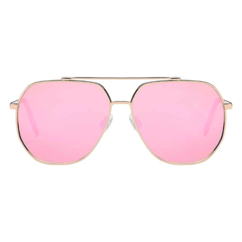 Locs Stilede Brede Aviator Solbriller – Miami | Lyserøde Spejlglas