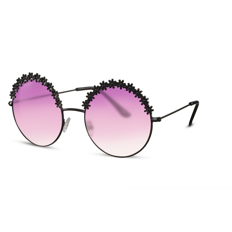locs Store runde blomster øjenvippe solbriller | Lyserøde fade glas