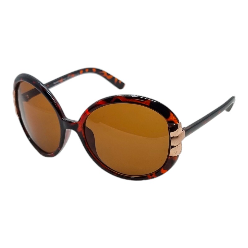 locs Store runde damesolbriller med metal deko | Brun Turtle