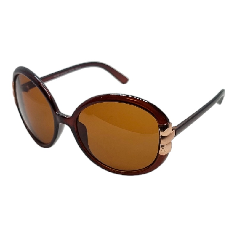 locs Store runde damesolbriller med metal deko | Brun