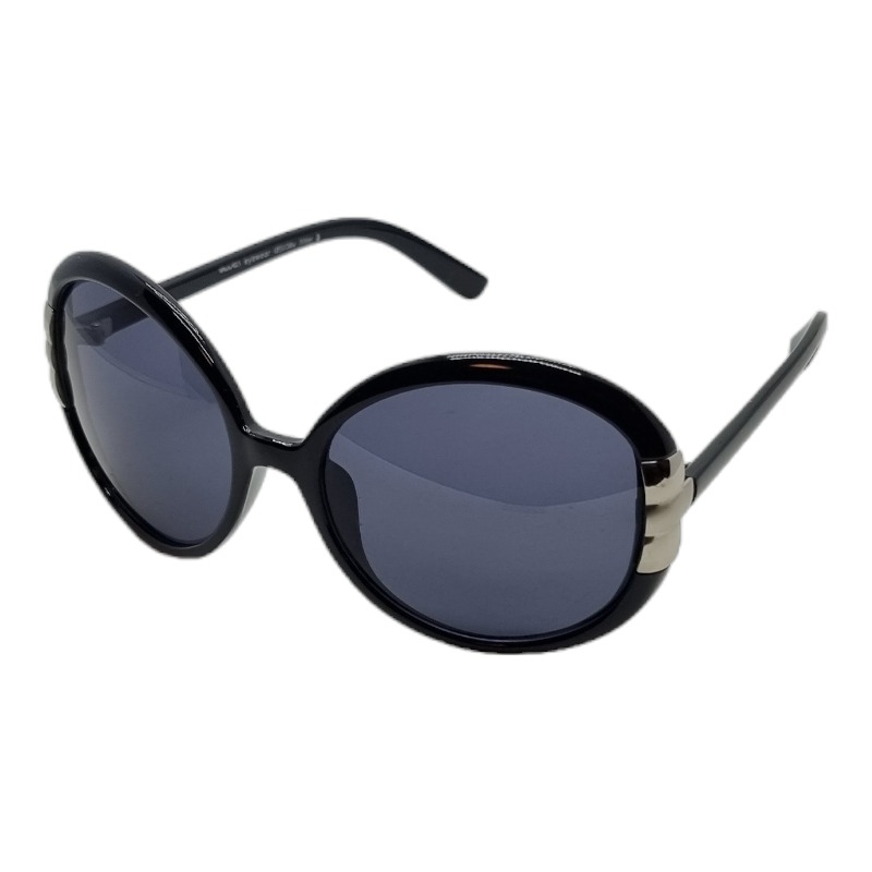 locs Store runde damesolbriller med metal deko | Sort