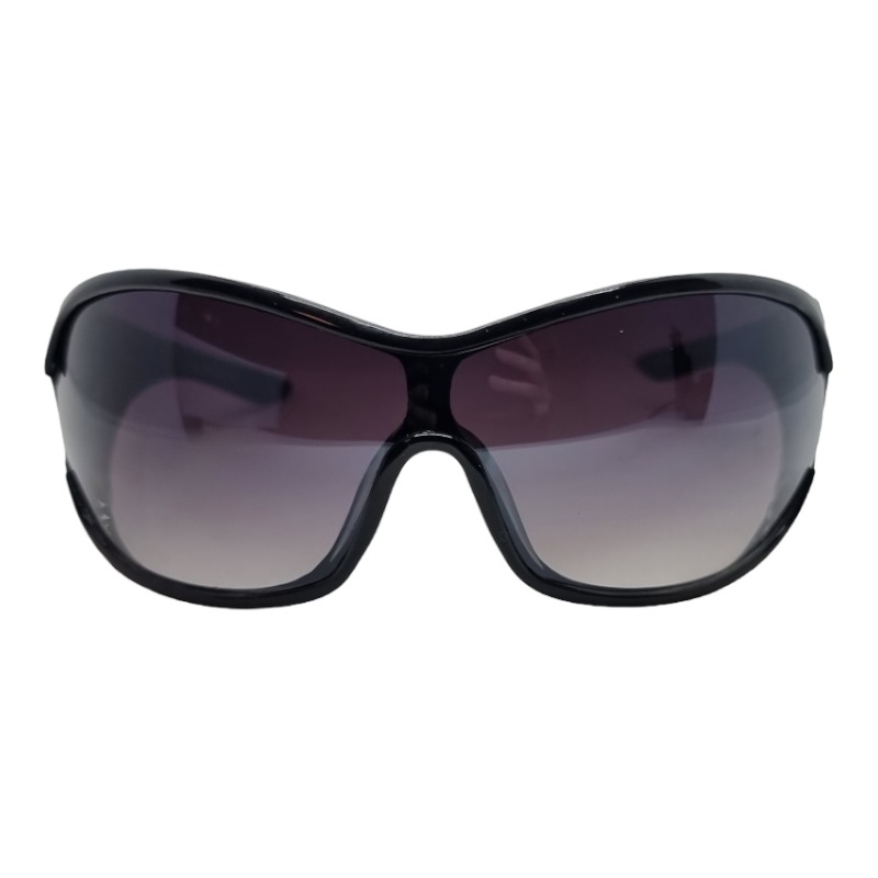 Locs Store Sorte Brede Damesolbriller Med Flet Design – Lilla Fade Glas