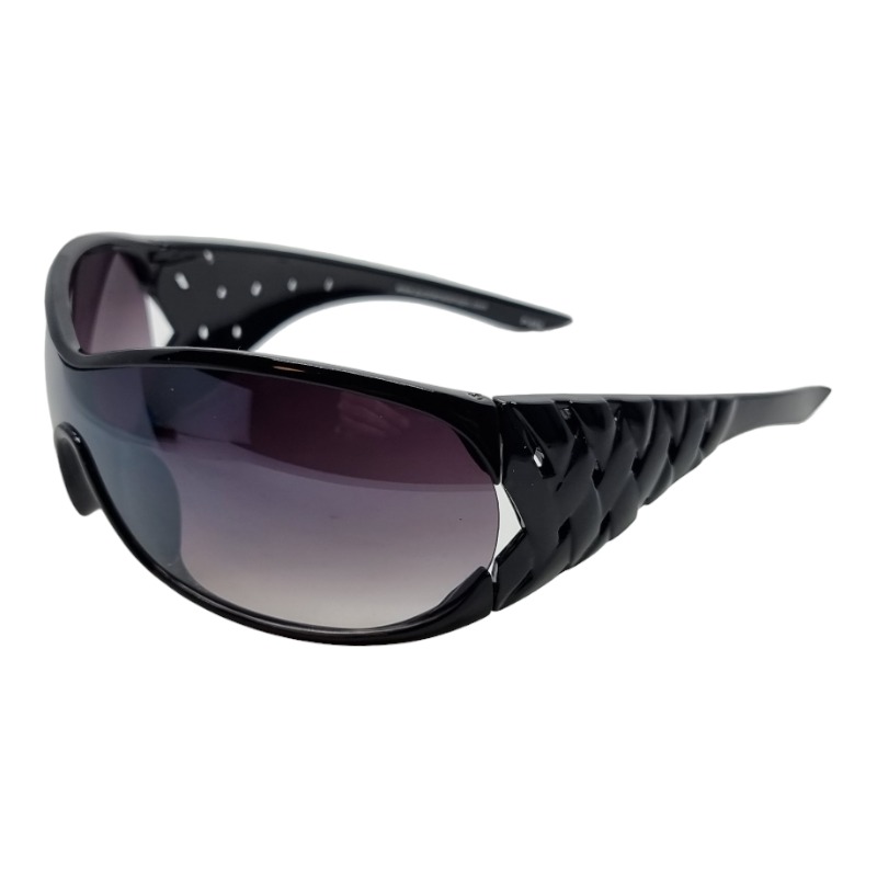 Locs Store Sorte Brede Damesolbriller Med Flet Design – Lilla Fade Glas