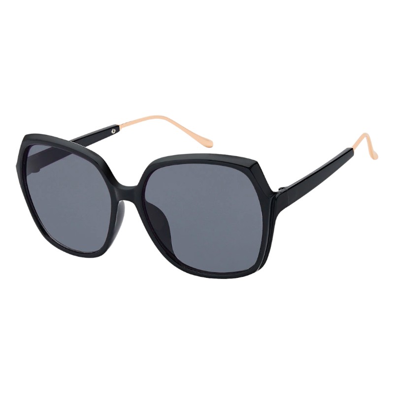 locs Store sorte dame solbriller med guld ender – Naomi | Mørke glas