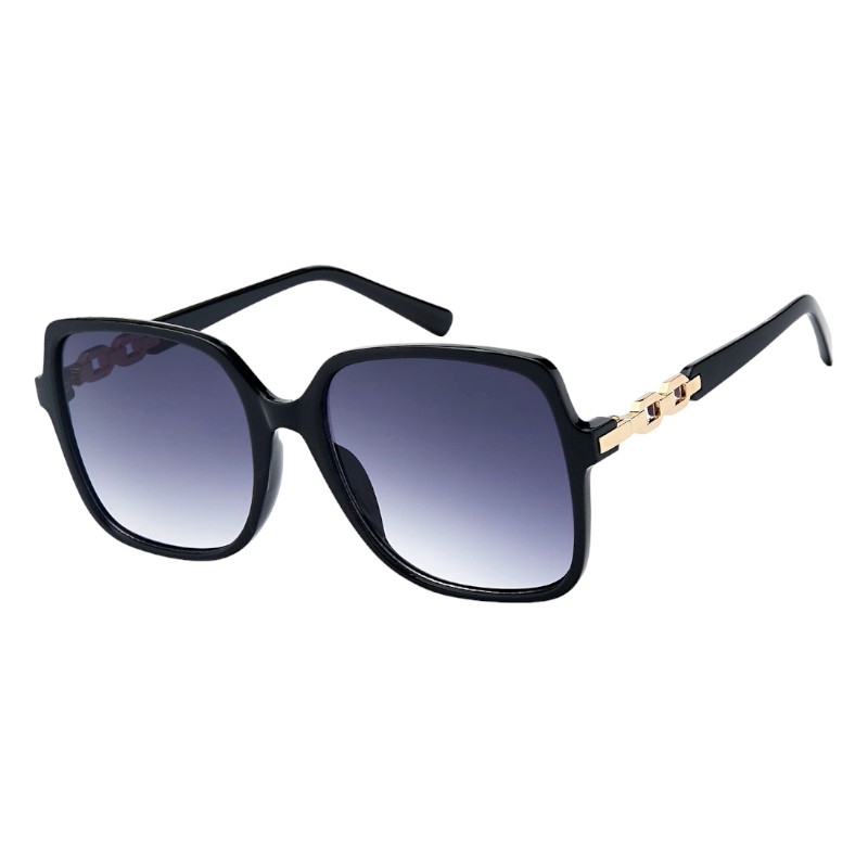 locs Store sorte dame solbriller med guldkæder – Scarlett | Mørke fade glas