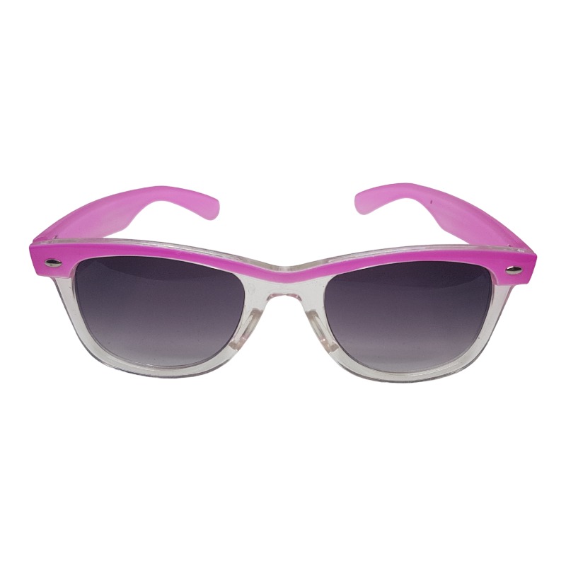 Locs Transparente Wayfarer Solbriller Med Farvede Stænger – Lyserød Stribe