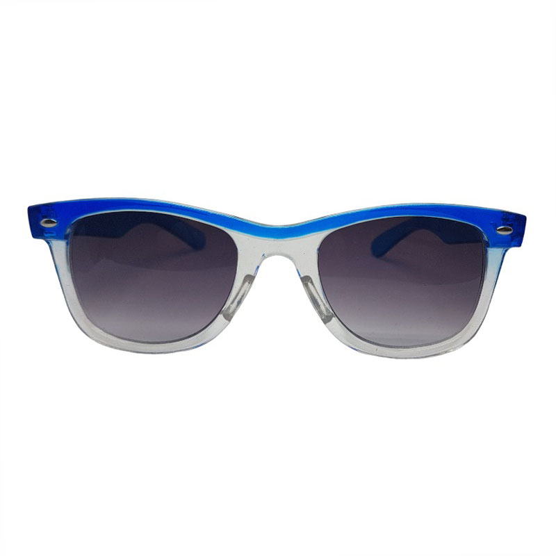 Locs Transparente Wayfarer Solbriller Med Farvede Stænger – Blå Stribe