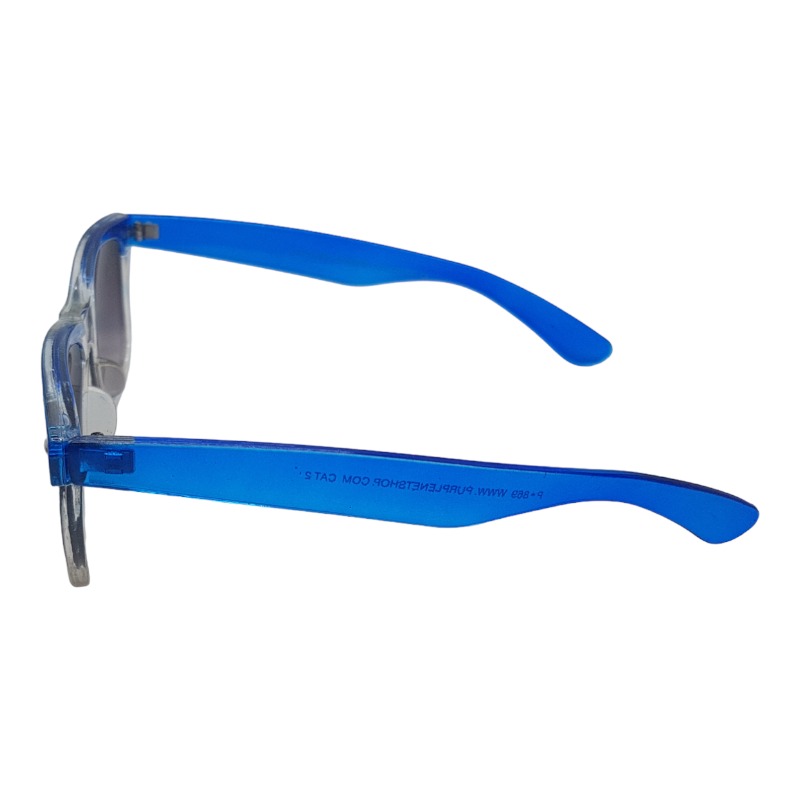 Locs Transparente Wayfarer Solbriller Med Farvede Stænger – Blå Stribe