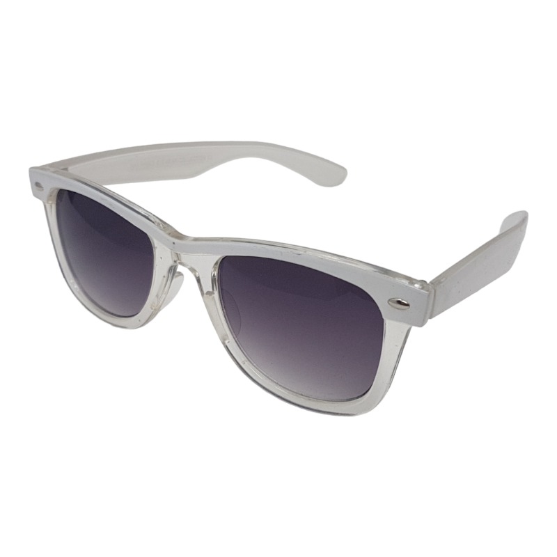 locs Transparente Wayfarer Solbriller med farvede stænger – Hvid Stribe