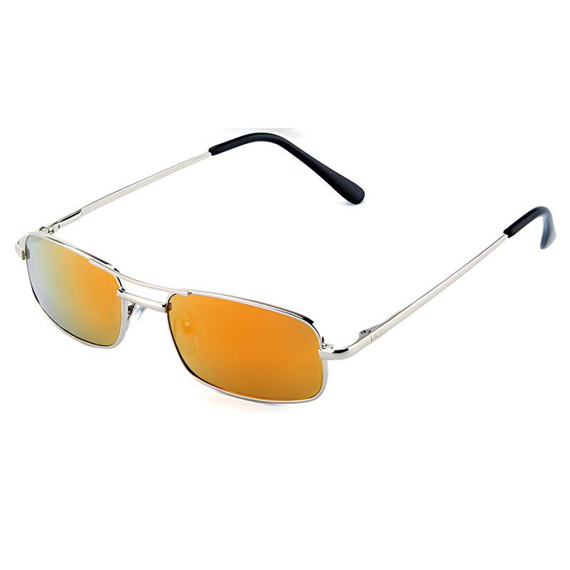 locs Ultra smalle Y2K Aviator Solbriller med pink/orange spejlglas og sølv metal stel | Stuttgart