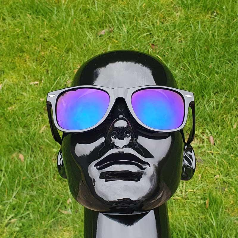 Locs Wayfarer Solbriller Med Blålilla Spejlglas – Sort