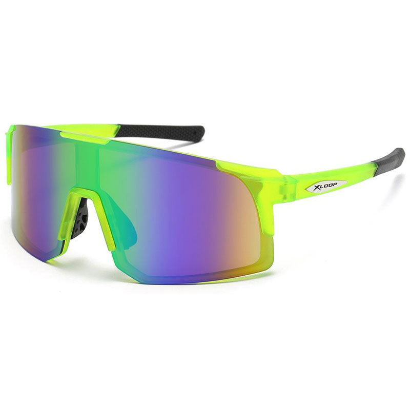 locs X-Loop Solbriller – Sporty-X | Neon gult stel – Blå-grønt spejlglas